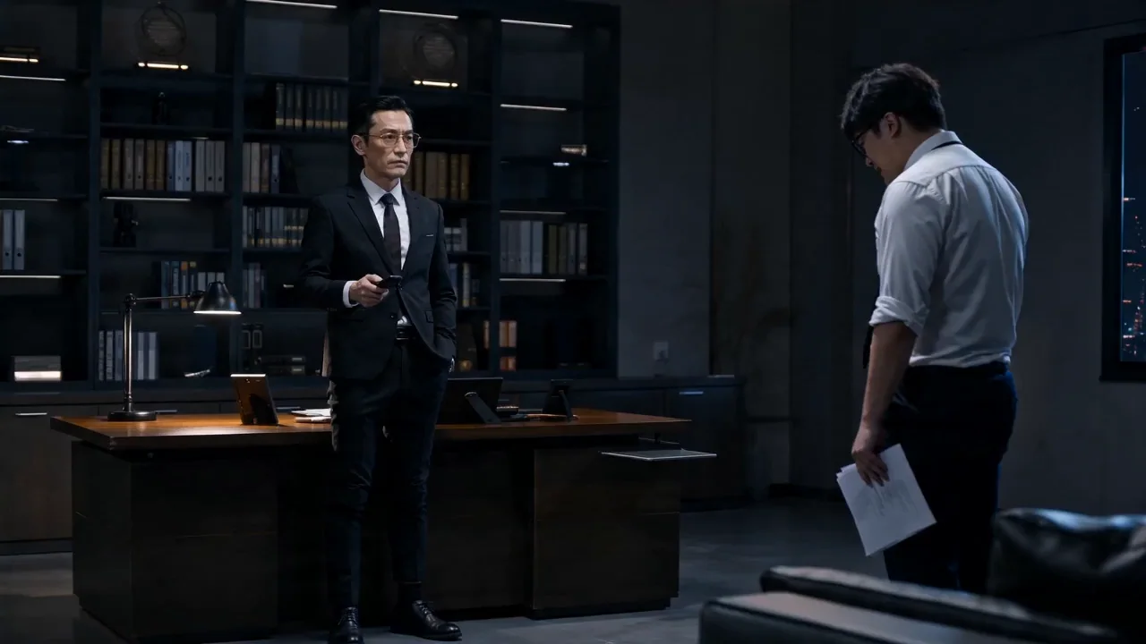 深夜办公室中的老板与员工